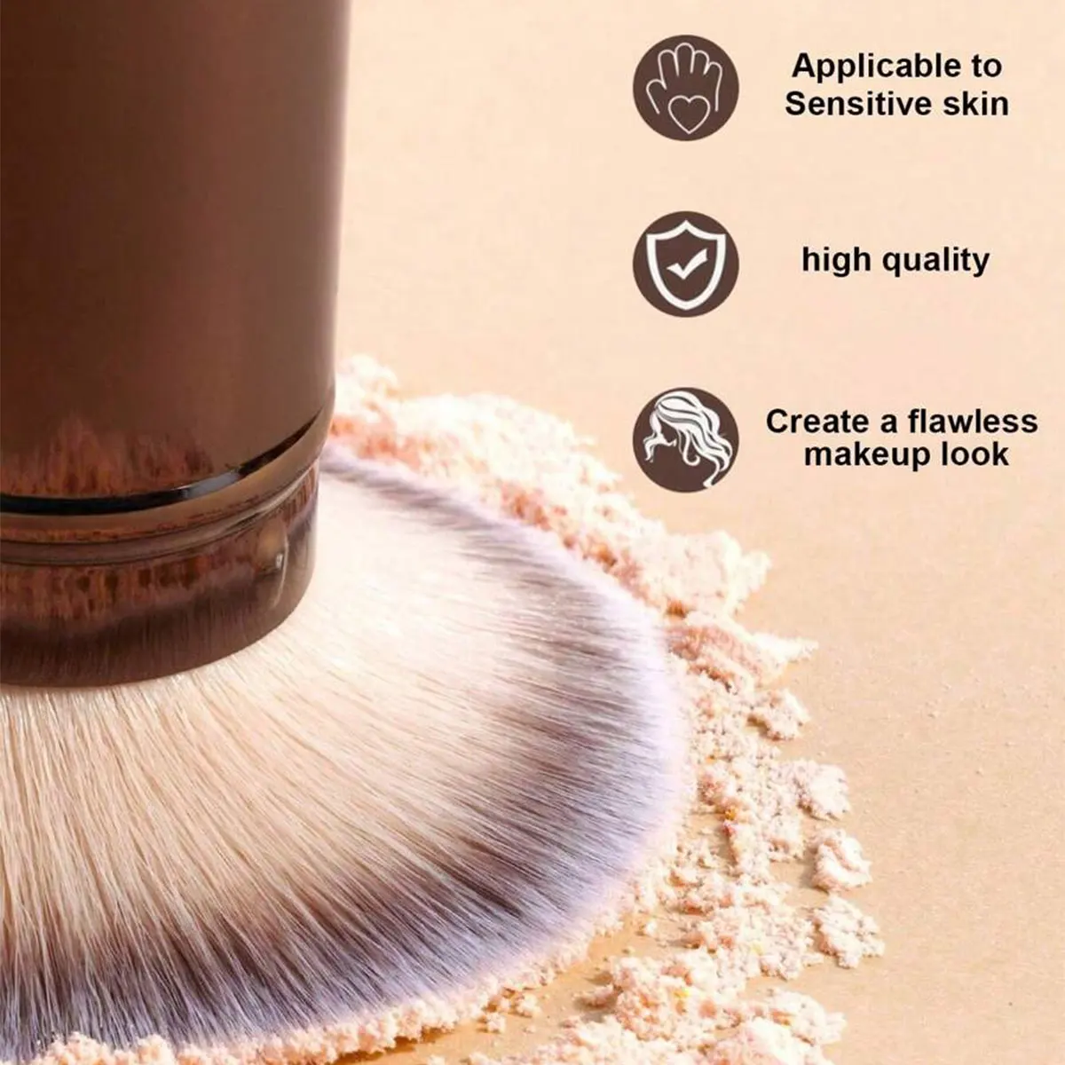 3pcs Makeup Brush Set Includes 2 Retractable Face Brushes + 1 Beauty Sponge Blender, Soft Synthetic Hair Foundation, Blusher, Po