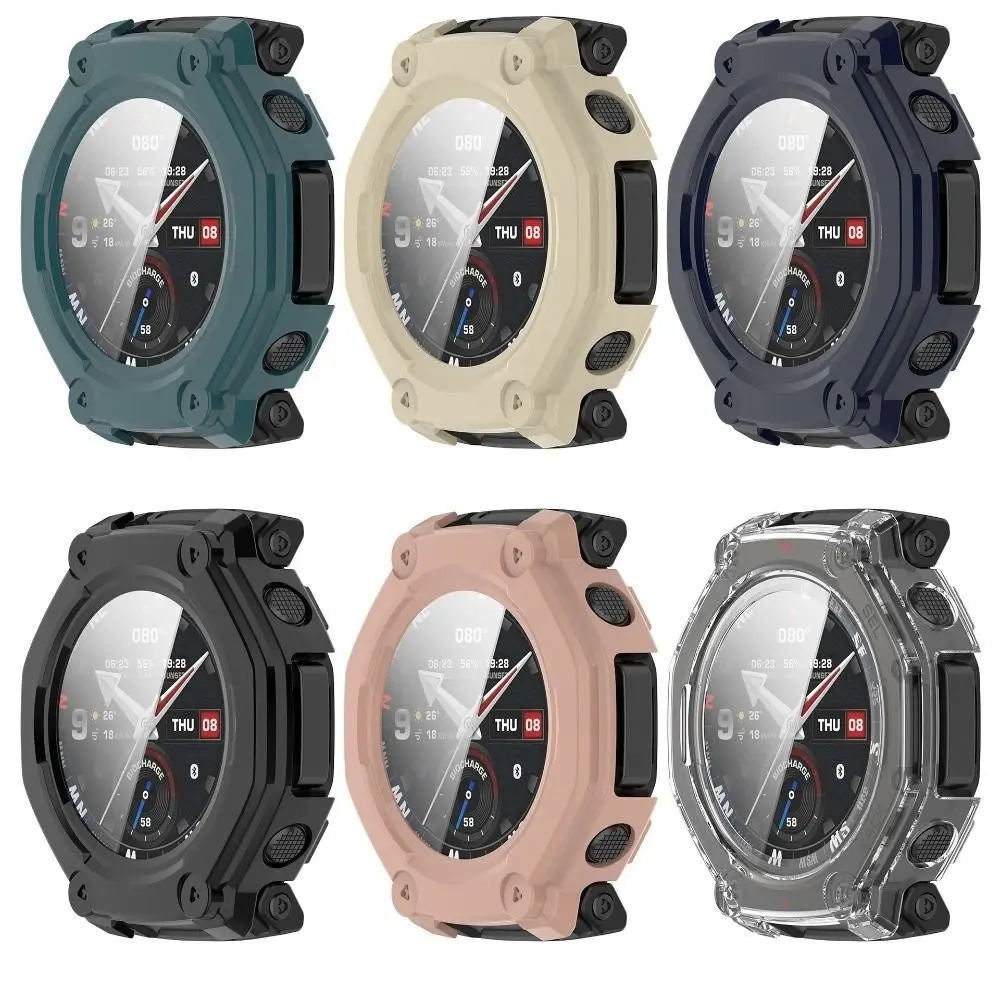 

PC+Tempered Glass Protective Case Anti-Scratch Full Coverage Frame Bumper Soft 48mm Edge Shell for Amazfit T-Rex 3 Pro
