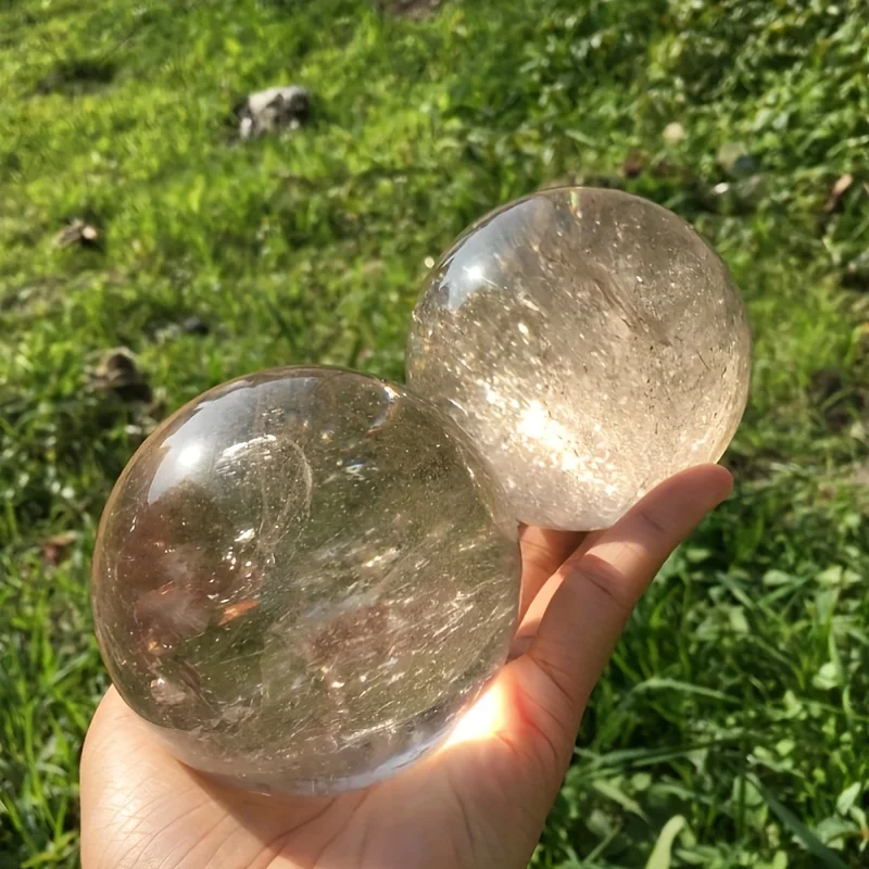 1pc Natural Rainbow Smoky Quartz Sphere Ball Ornaments, Polished Massage, Magic Divination Home Decor, Ball Gift