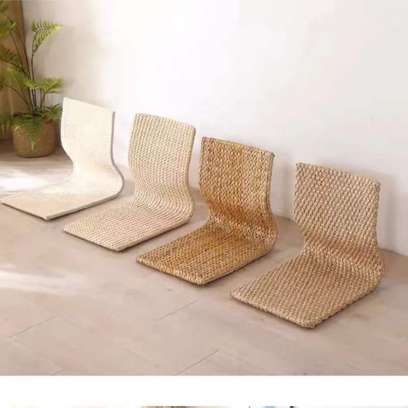 Grass woven tatami, backrest stool, home bedroom, dormitory, bed seat, bay window, legless Japanese style floor chair