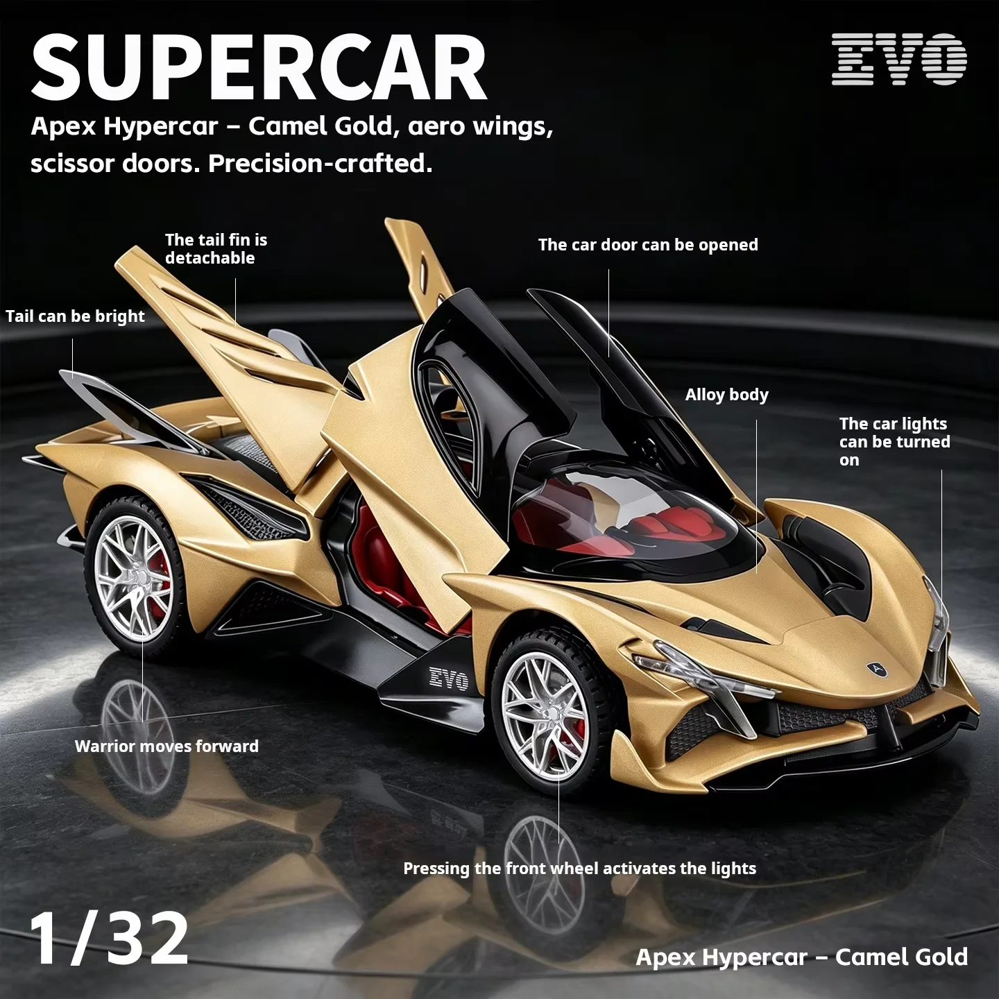 1:32 Lamborghini Aventador Diecast Car Model, Openable Scissor Doors, Pull Back Function, Sports Car Toy, Collectible Ornament