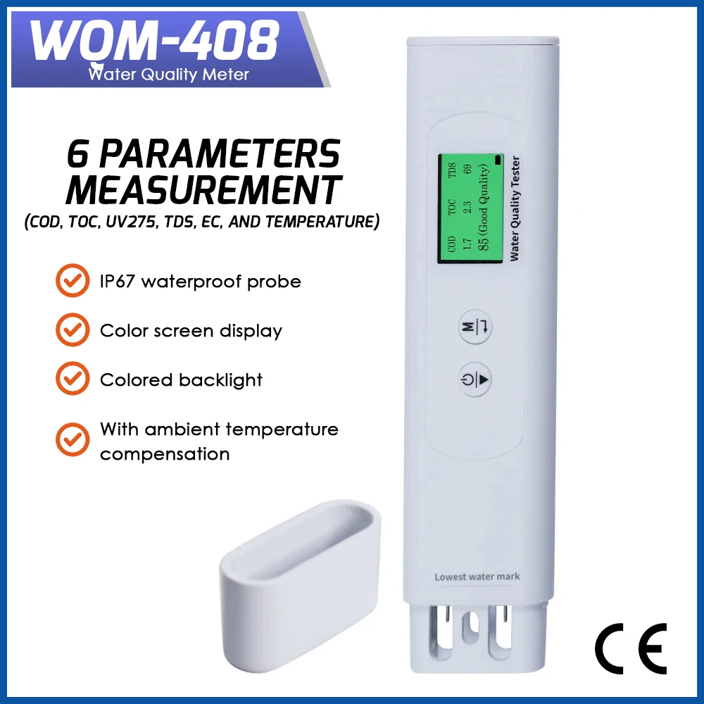 

Многофункциональный измеритель качества воды 6-в-1: TDS, TOC, UV275, EC, COD, температура. Цифровой тестер для питьевой воды, аквариумов, гидропоники.