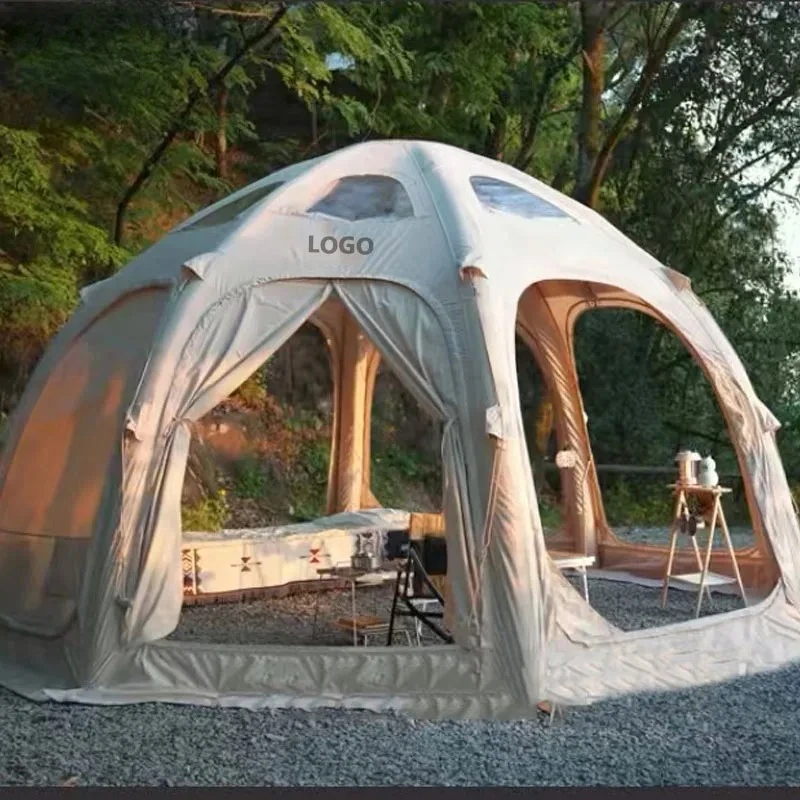 #￥Oxford PVC Mesh Summer Inflatable Camping Tent 5x5m 360-Degree Spherical View Rainproof 3000mm Waterproof Portable