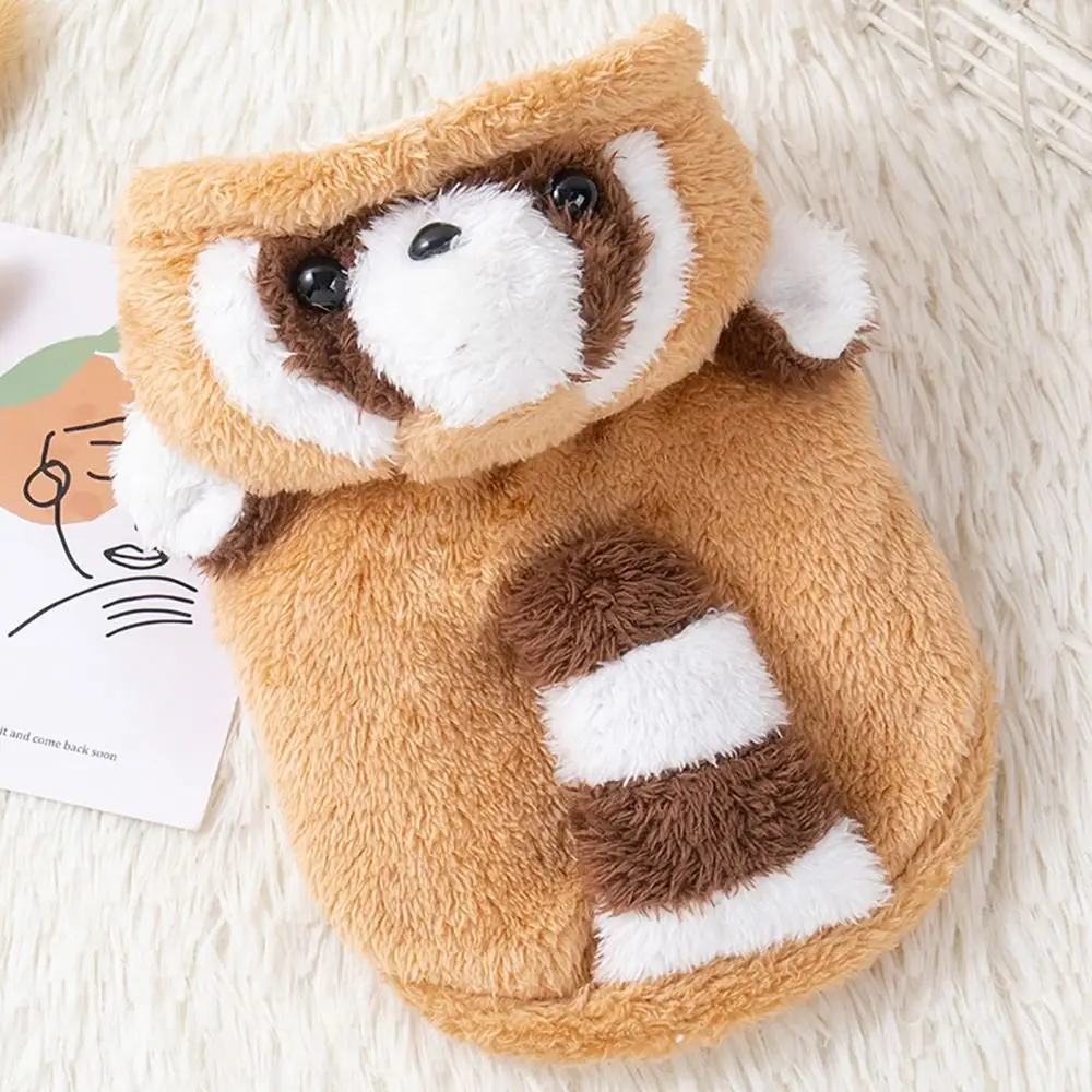 Cute Plush Winter Dog Clothes Thicken Raccoon Dog Hoodie Soft Outdoor Puppy Vest Medium