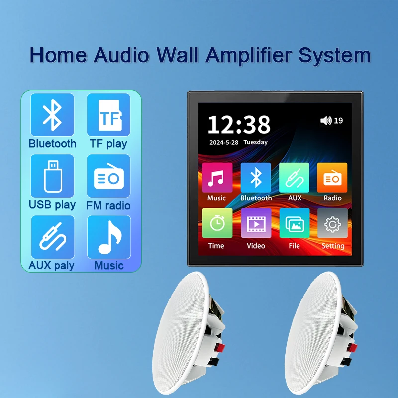 86 نوع شاشة تعمل باللمس الصوت الجدار مكبر للصوت بلوتوث TF FM لوحة تحكم بالموسيقى ستيريو سقف مكبرات الصوت نظام تحكم الصوت