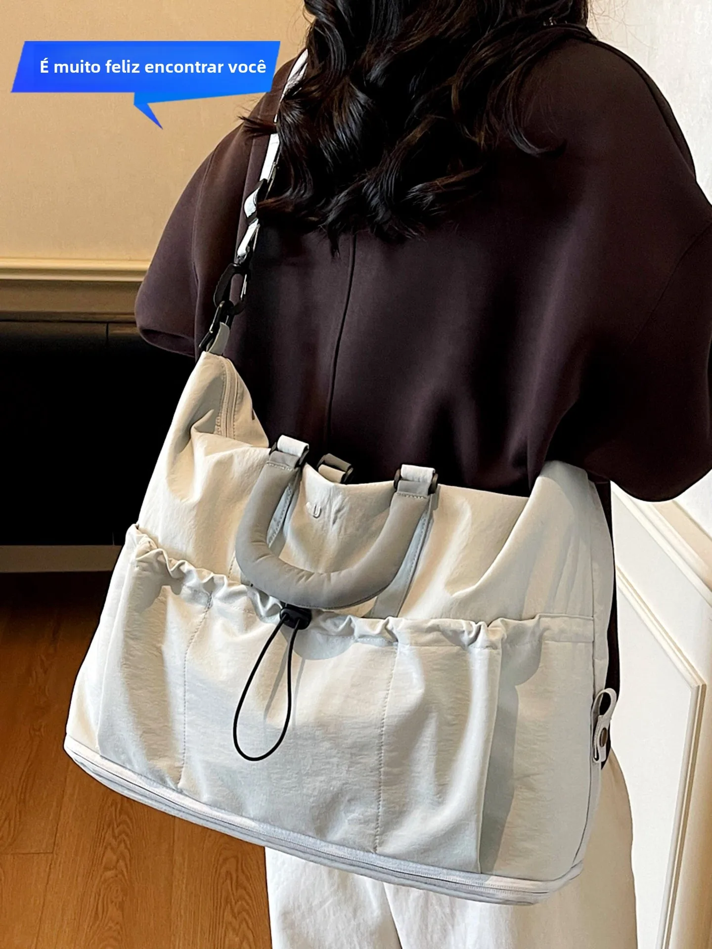 lightweight-large-capacity-hanging-luggage-bag-ladies-short-trip-travel-bag-single-shoulder-slant-cross-bag-nylon-material