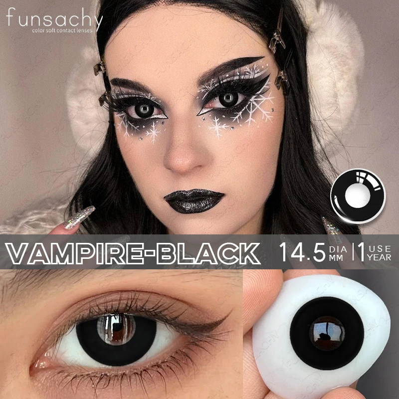 FUNSACHY Cosplay Blind Black Lenses Anime White Eye Color Lens Halloween Vampire Lenses Cosmetic Colorful Multicontacts Red Lens