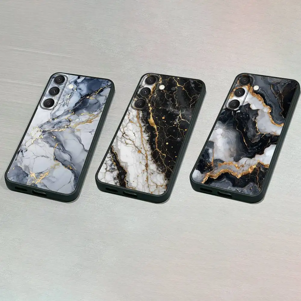 

Black G-Gold Art M-Marble Phone Case For Samsung S25,S24,S23,S22,S21,S20,S10,Ultra,Plus,Lite,FE,Soft Silicone Black Cover