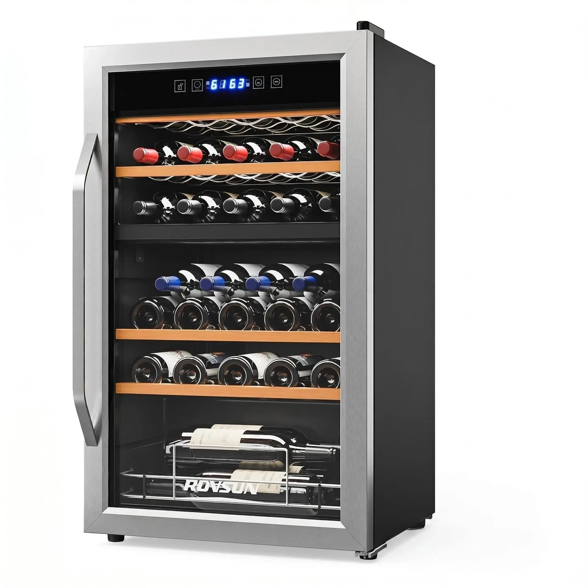 20''W Dual Zone Wine Fridge with Compressor, 33 Bottle Freestanding Wine Cooler Refrigerator with Touch Panel Control