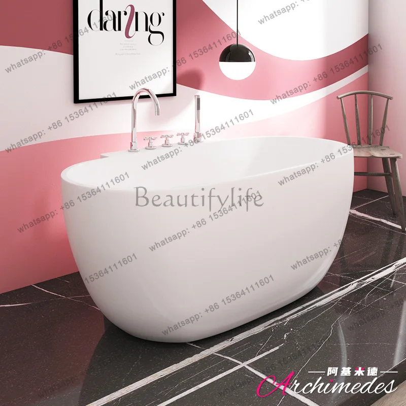 

Mini oval can be equipped with cylinder faucet villa-style bed and breakfast acrylic independent bathtub AJ-6070