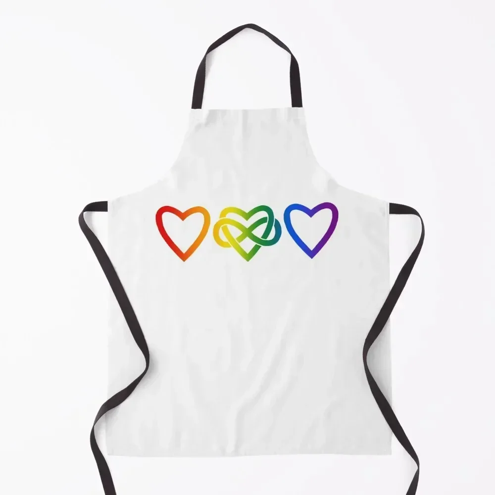 

Rainbow Polyamory Infinity Hearts (white - horizontal) Apron For Women Kitchen barber uniform Apron