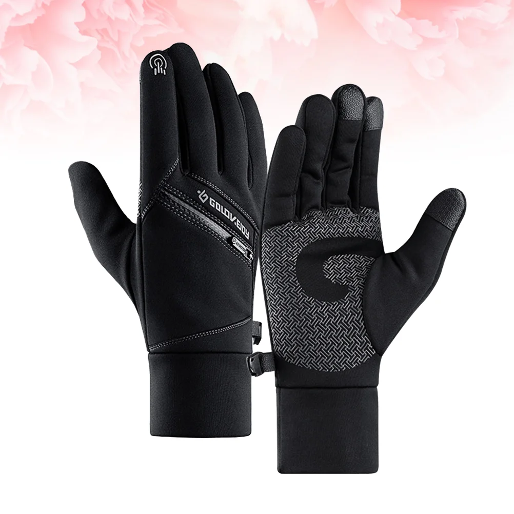 Ski Gloves Heated for Women Waterproof Thicken Cycling Anti-Slip Sports Black Warm Pocket Bike Snow Cold