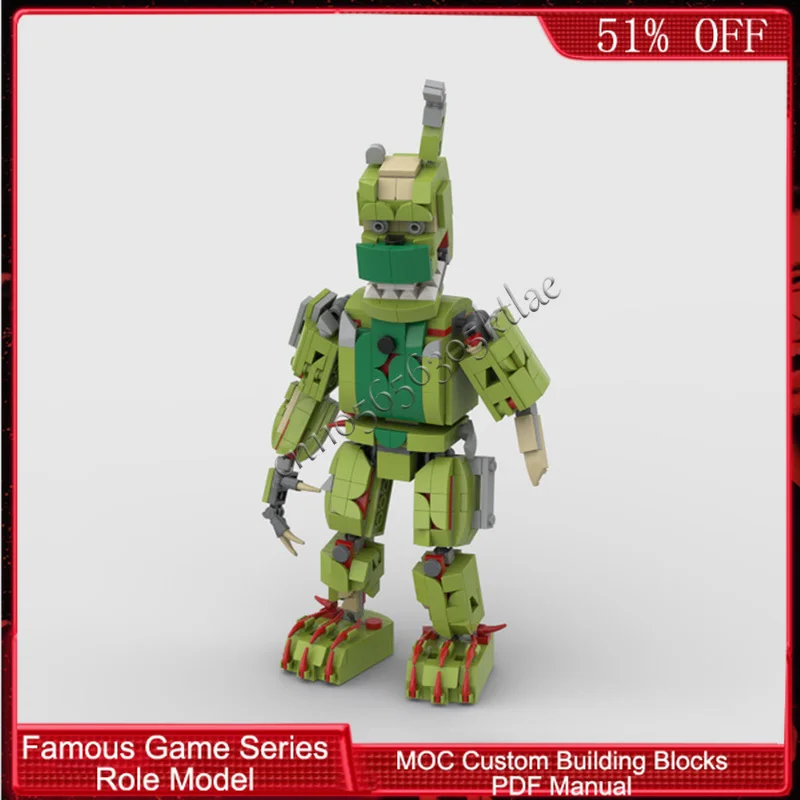 597 pièces, série de personnages de jeux populaires, lapin rouillé, poupée récupérée, MOC, construction modulaire personnalisable, blocs de construction DIY, jouet, cadeau de Noël