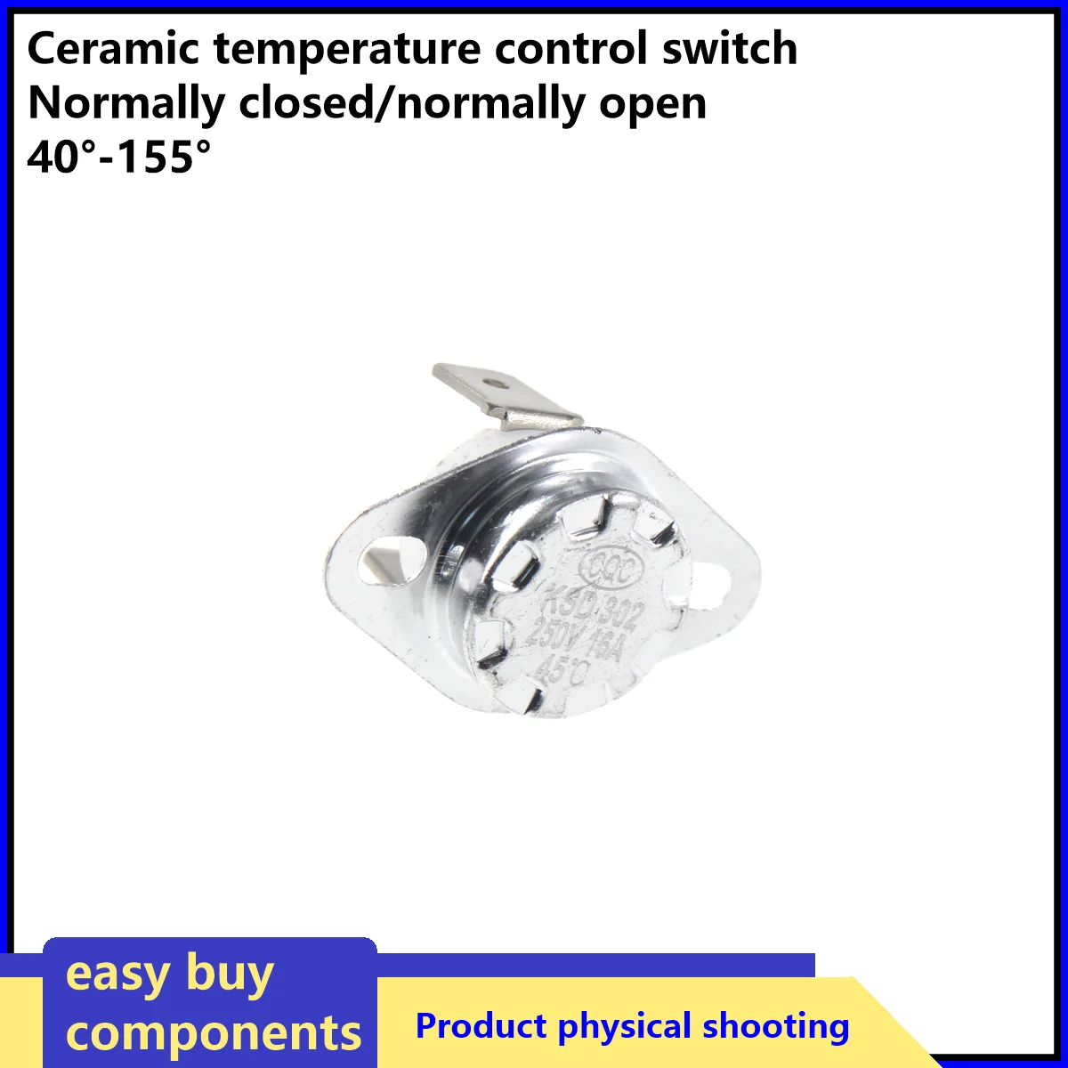 2pcs KSD302 16A 250V 40-300 degree Ceramic KSD301 Normally Closed Open Temperature Switch Thermostat 45C 85C 95C 110C 150C