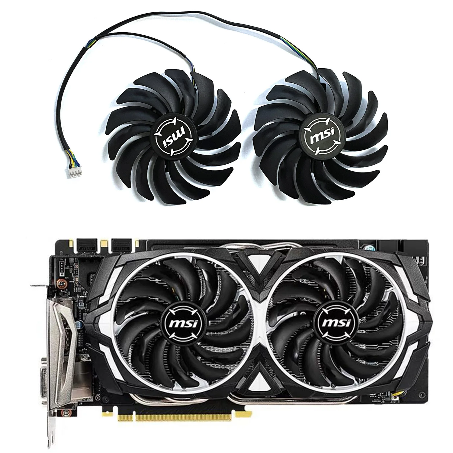 

2PCS 95MM 4PIN PLD10010S12HH GTX1060 GPU Cooler For MSI GeForce GTX1060 GDDR5X ARMOR OC Graphics Cooler