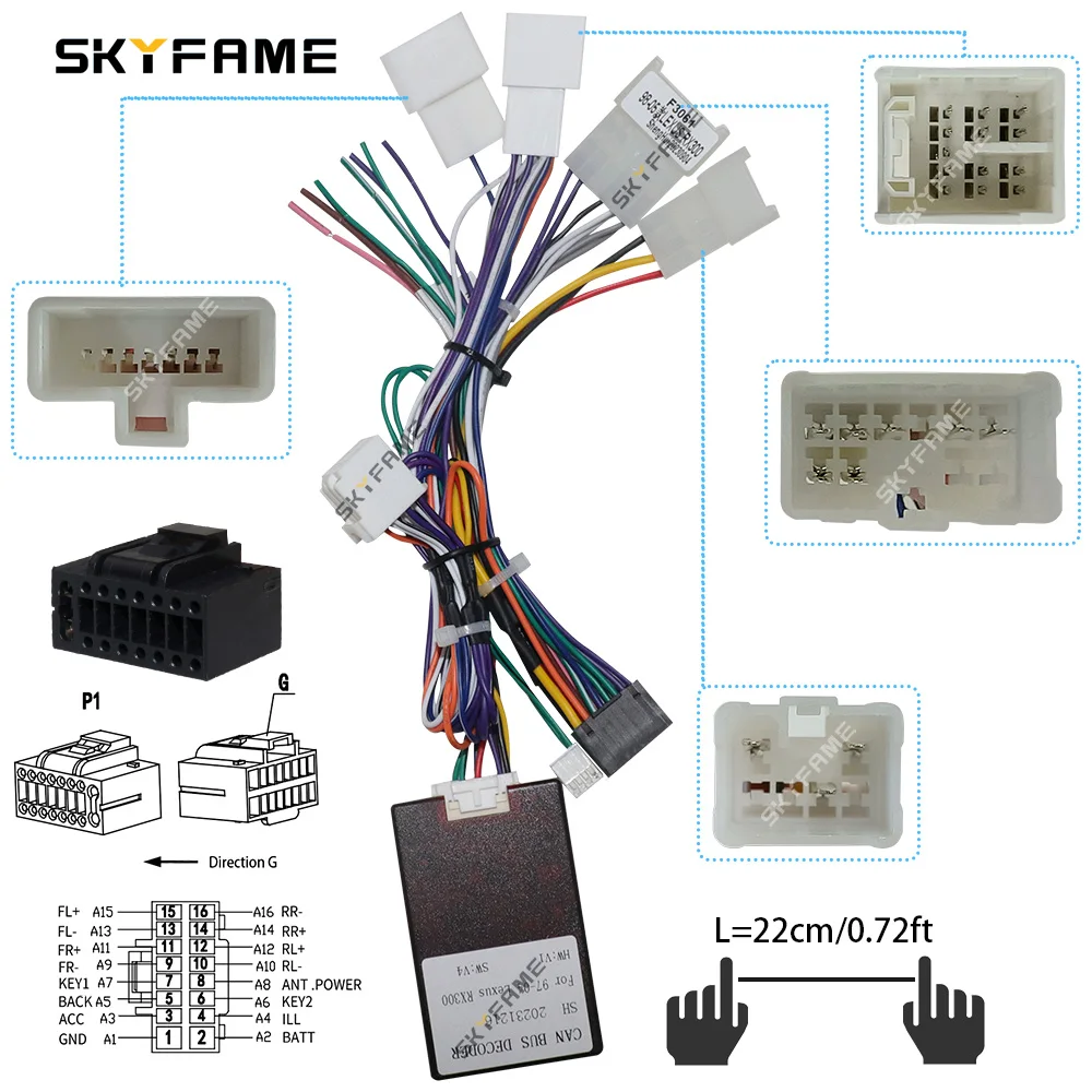Skyfame Auto 16Pin Kabelboom Adapte Canbus Box Decoder Android Radio Power Kabel Voor Lexus RX300 Toyota Harrier