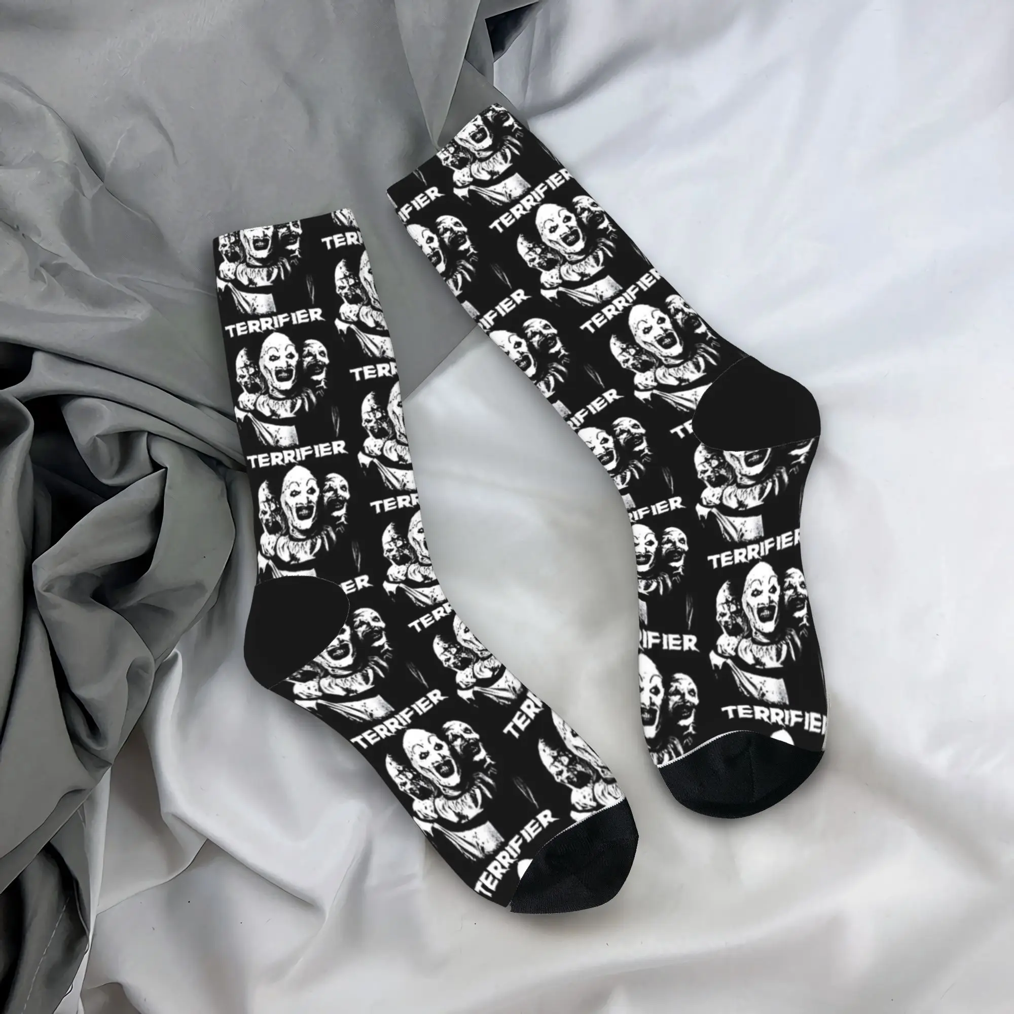 

Terrifier Movies Vintage Scary 90s Halloween Horror Series Stockings Funny Socks Men Socks Winter Skateboard Non-Slip Socks Gift