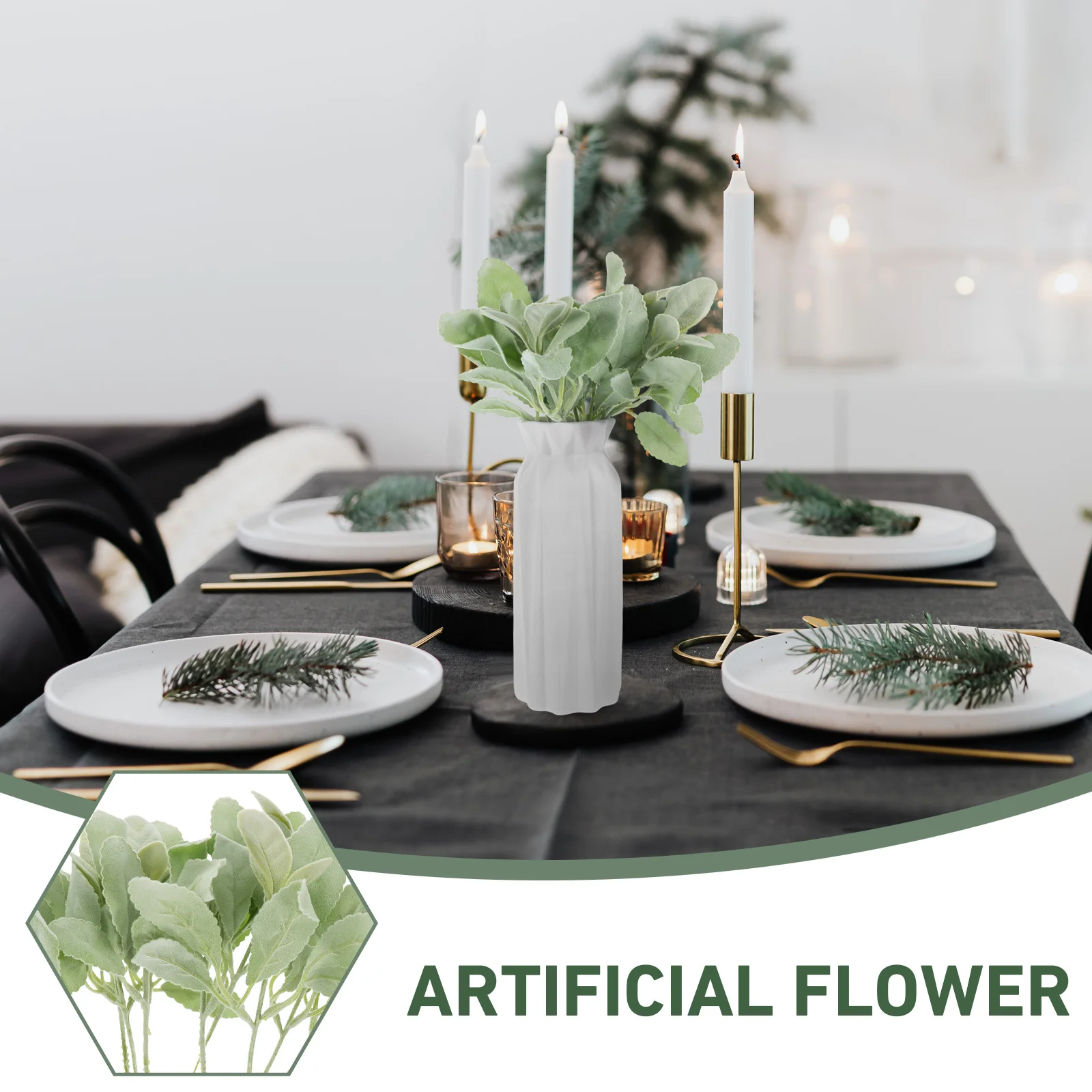 

10pcs Faux Plant Stems Realistic Artificial Leaves For Floral Arrangements Centerpiece Decor Fake Greenery Wedding Party Layout