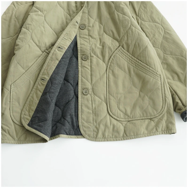 Lightweight Long Sleeved Padded Jacket for Men Women Loose Casual Japanese Retro Single Breasted Clip on Cotton Short Parkas