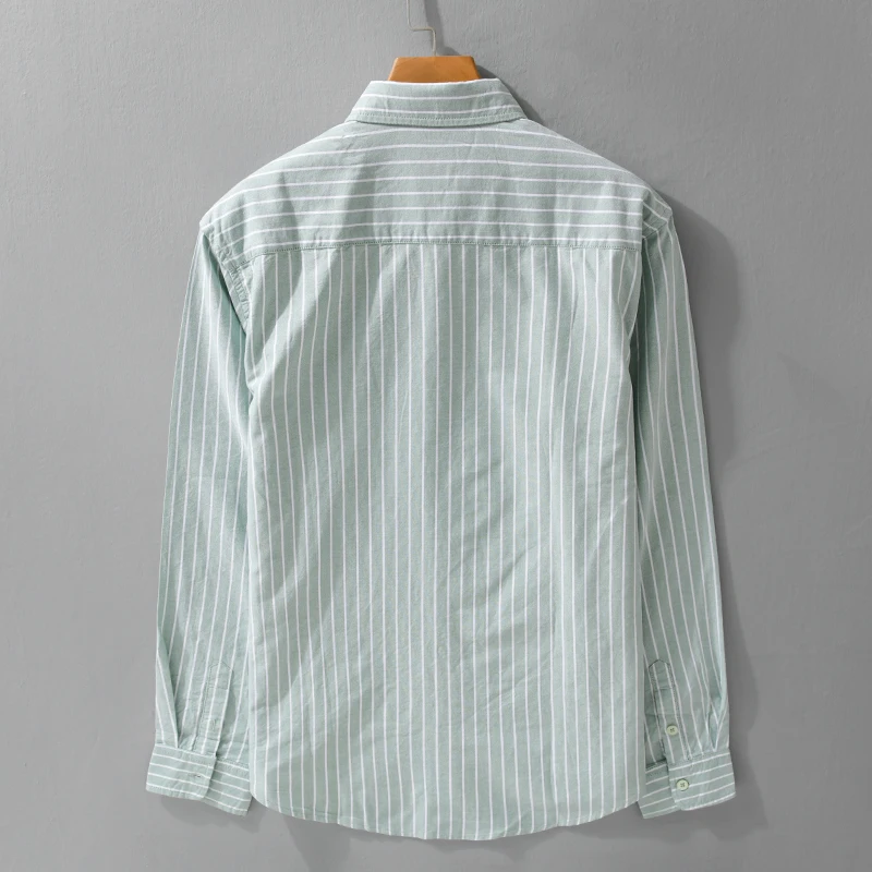 

Vintage New Style Men's 100% Cotton Shirt Long Sleeve Striped Casual Top with Pocket Shirts For Men 6 Colors Sizes M-3XL