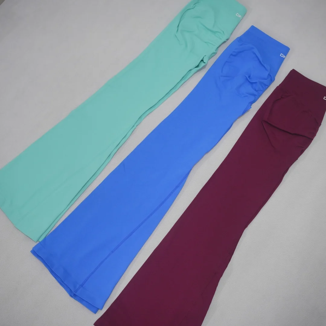 DF-LOGO  Women's High Waist Straight Chest Hip Lifting Yoga Running Exercise  Bell Bottom Pants Anti Squat, Push Up Abdominal
