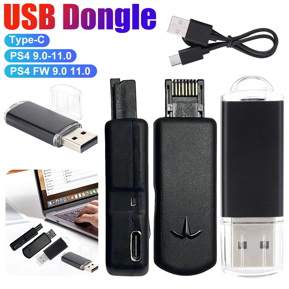 USB Dongle JB Tool Wireless USB Adapter With Type-C Cable Kit Game Accessories for PS4/PS4 Pro/PS4 Slim 9.0-11.0 System