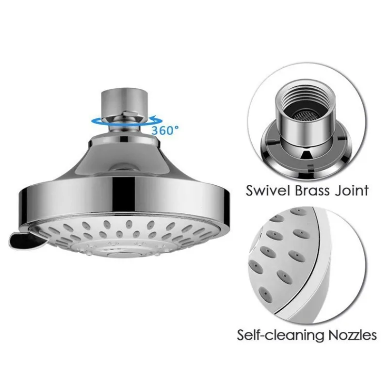 4Inch High Pressure Shower Head 5 Modes Sprayer Adjustable Rainfall Shower Head Sprayer Bathroom Fixture Faucet Replacement Part