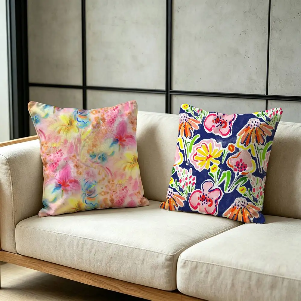 Vintage Flowers Print Throw Pillow Cover Neutral Decor Cushion Cover Soft Sofa Couch Bed Home Decor Pillow Case