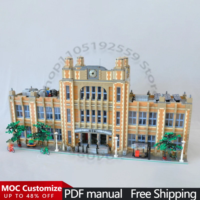 

14412 деталей, модульный конструктор «Школа», MOC, настраиваемый, простой, популярный, креативный, DIY, подарок для мальчиков на праздник