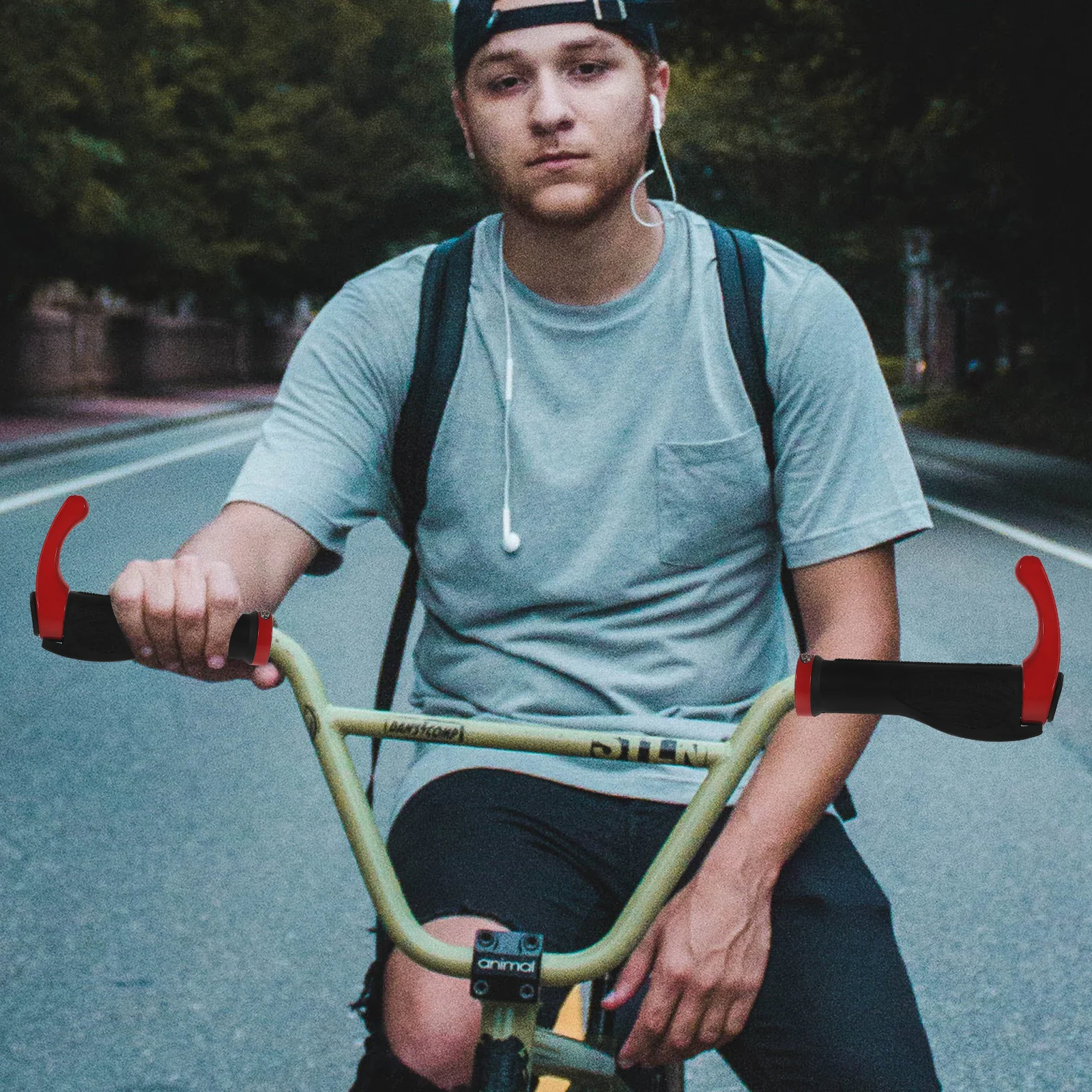 

Ox Horn Handlebar Grips Red One Pair Anti-Slip Tpr Rubber with Aluminum Alloy for Road Bike Bar Ends Vibration