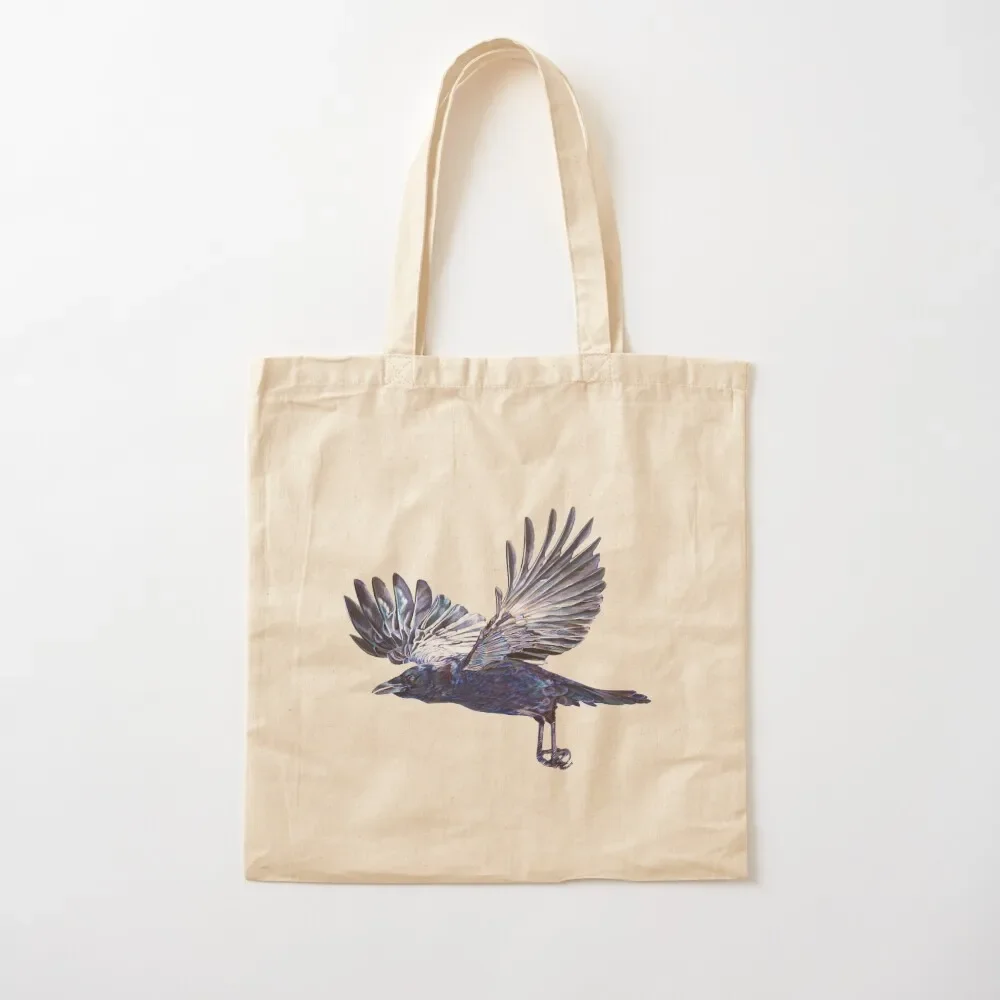 

Crow in Flight - coloured pencil drawing Tote Bag Canvas stote bag Big bag canvas tote