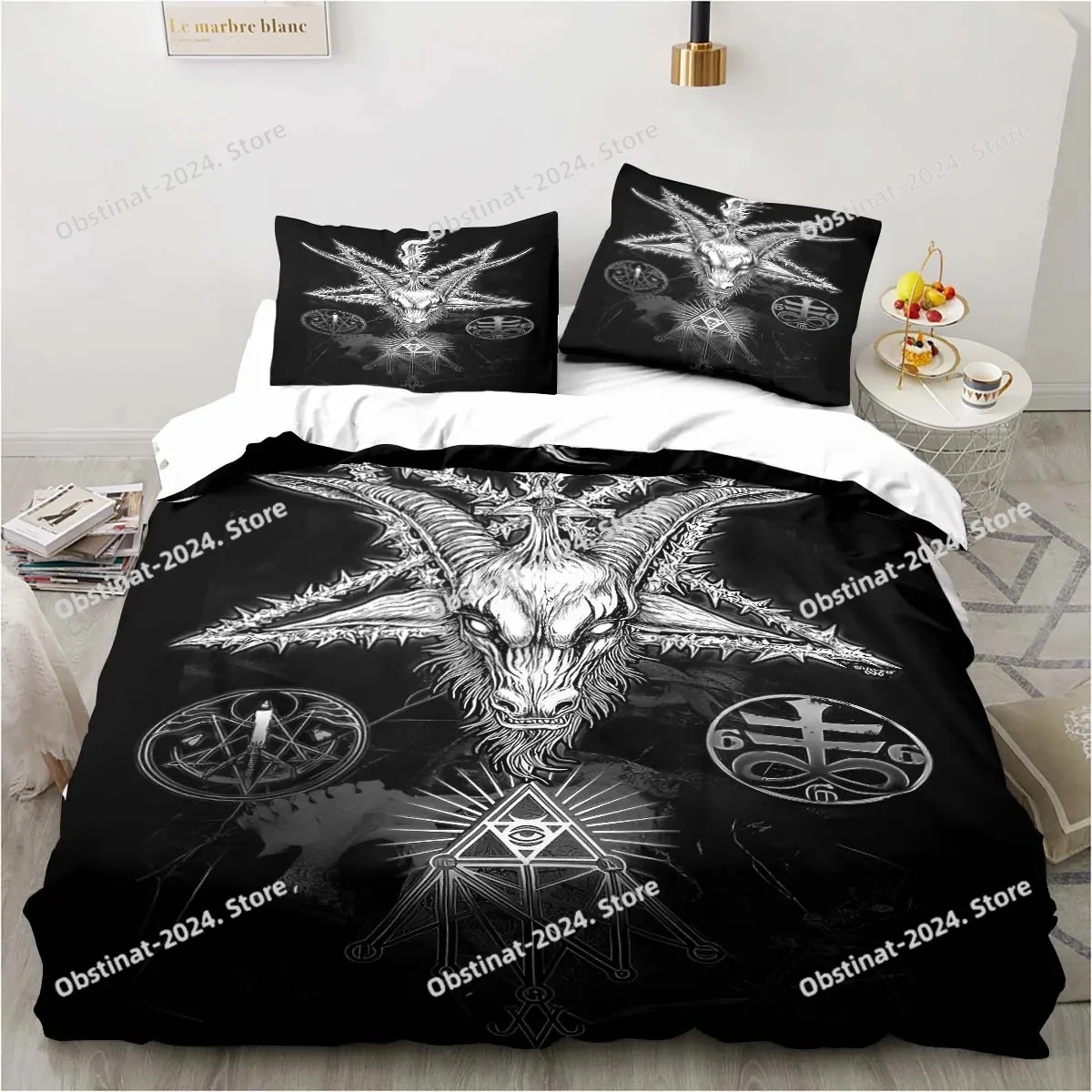 

Satanic Bedding Demon Twin Bedding Hell Death Set 3 Piece Comforter Set Bed Duvet Cover Double King Cover Home Textile