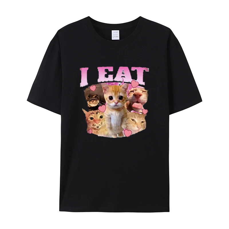 

I Eat Funny El Gato Meme Sad Crying Cat Pattern T-shirt Women's Casual Loose T-shirt Fashion Harajuku Vintage T-shirt