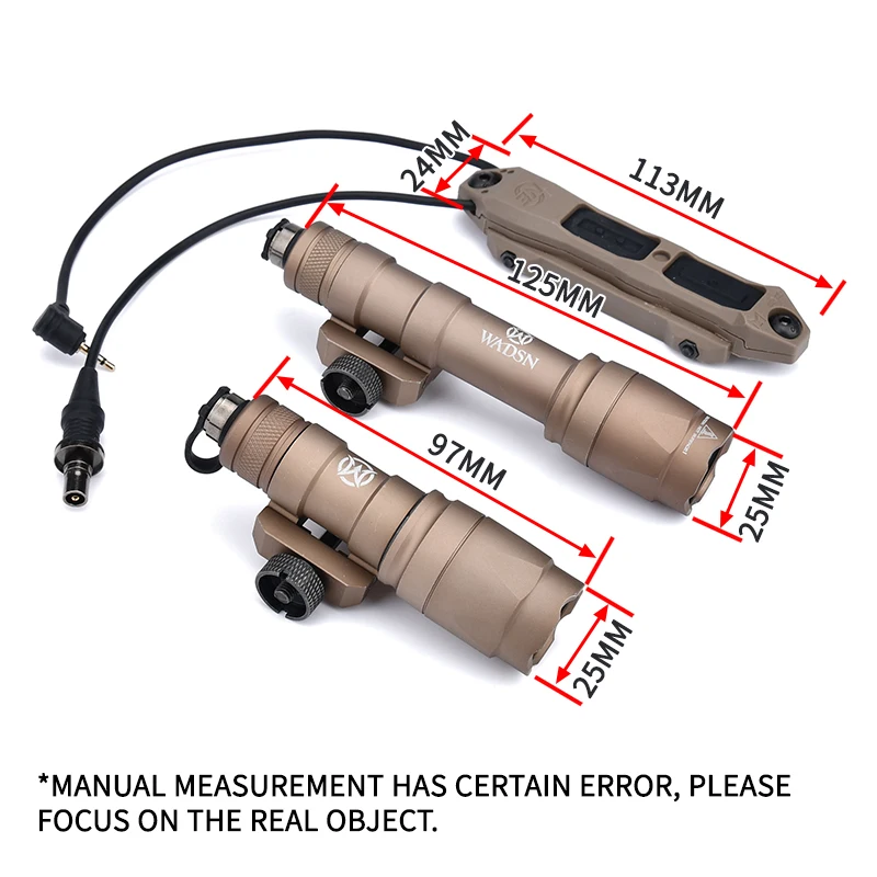 Imagem -03 - Wadsn M300 M600c Arma Luz Lanterna Interruptor Chave Dupla Tático Interruptor de Pressão Aumentada Airsoft Acessórios Picatinny Ferroviário