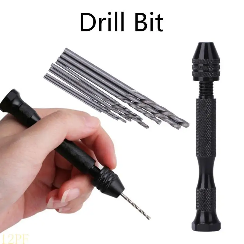 12PF Hot Micro Aluminum Hand Drill Keyless Chuck + 10pcs Twist Drills Rotary Tools