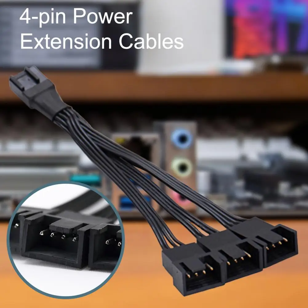 أسلاك تمديد سوداء للتمديد ، أسلاك محول ، لا رخاوة ، موصلية كهربائية جيدة ، كابلات 4 دبوس ، مضادة للتداخل ، أسلاك تمديد