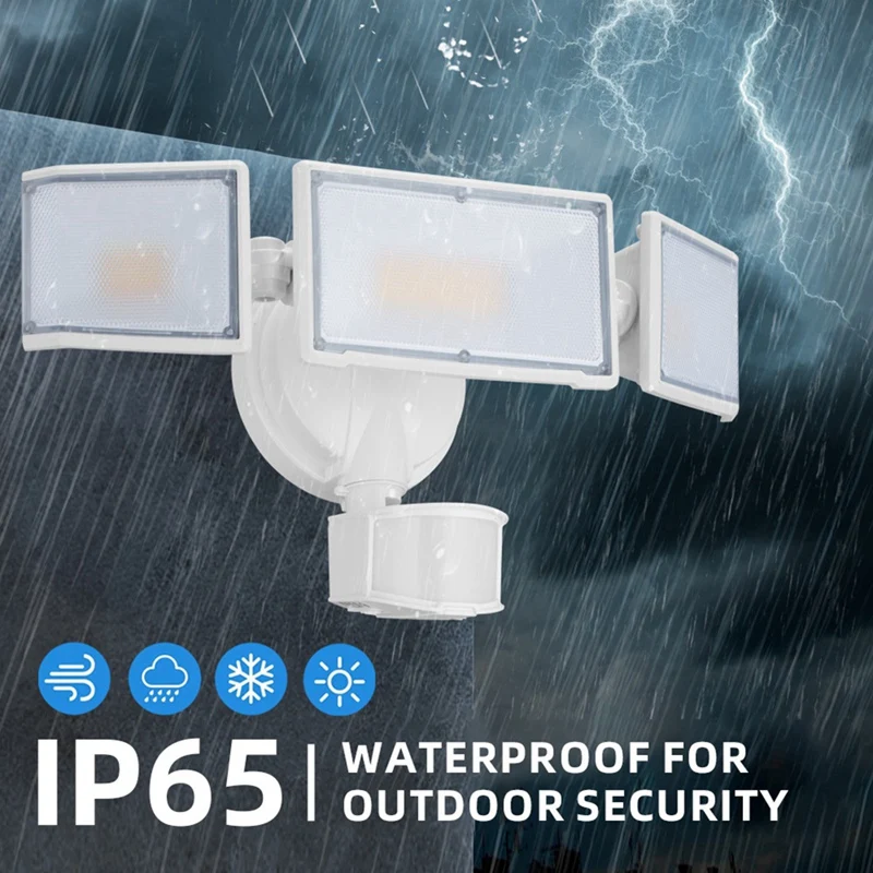ABAE-70W 7000LM Luces LED con sensor de movimiento para exteriores, luces de inundación para exteriores, luces para exteriores, casa, garaje, patio