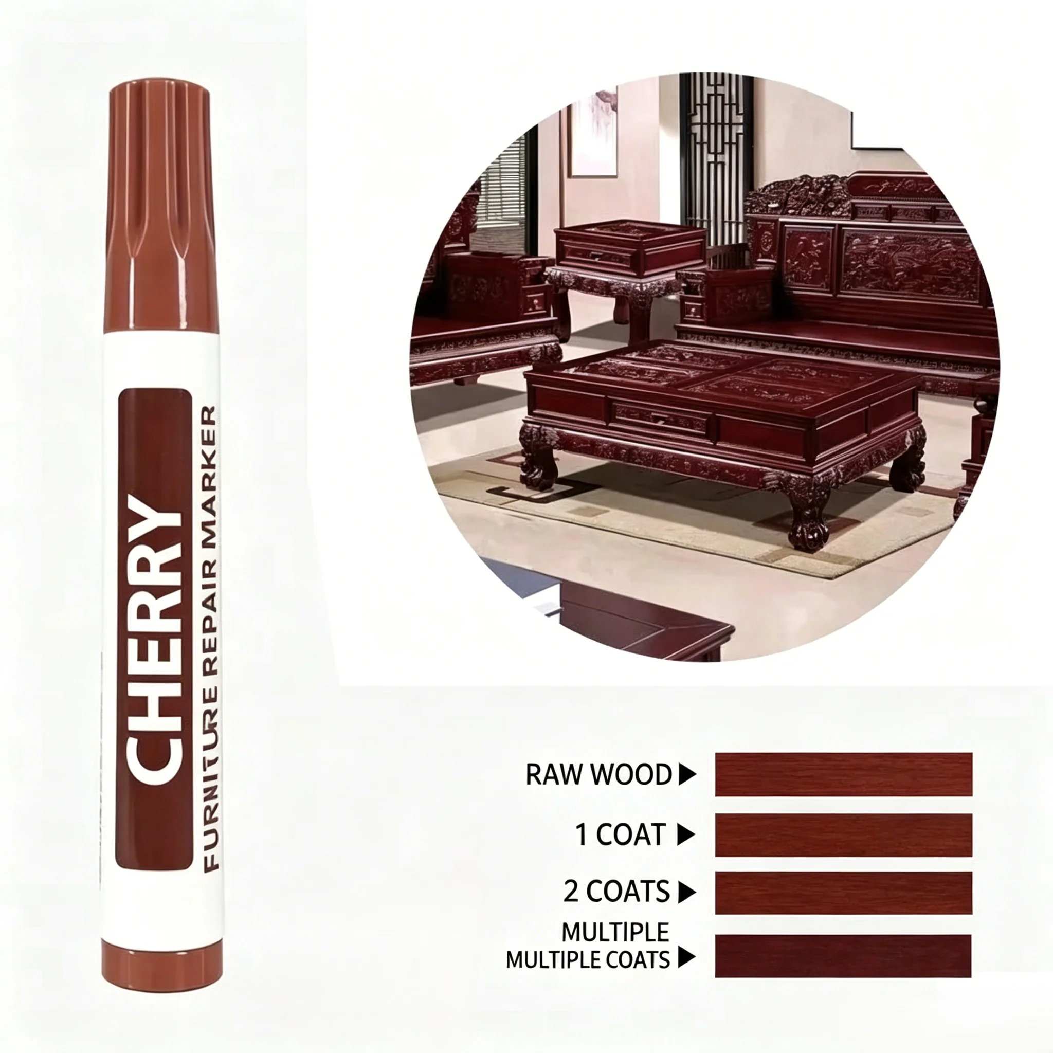 3/6pcs Magic Furniture Repair Marker Pens - Chisel Tip CHERRY Color Wood Scratch Markers