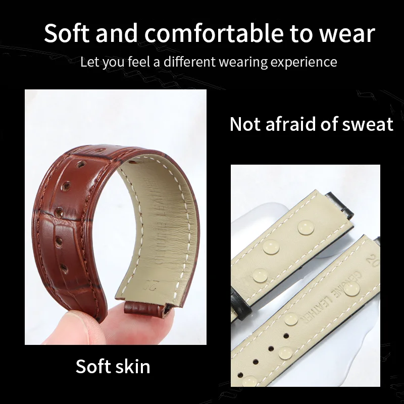 ل أوليس ناردين مارين 6300 263 6319 الرجال النساء 22*10 مللي متر 24*12 مللي متر محدب الجلود حزام الساعات الأزرق حزام ساعة اليد سوار إكسسوارات