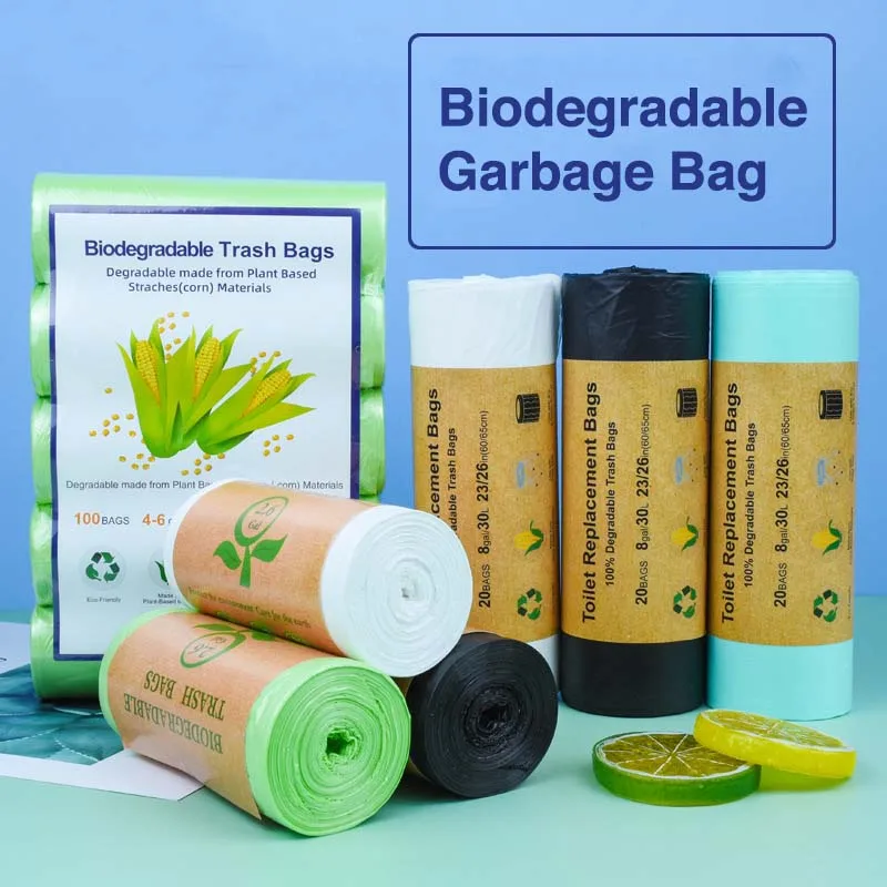 

15~120pcs Thickened Biodegradable Environmental Garbage Bags Starch Based White Cleaning Bags Wholesale Point Break Storage Bags