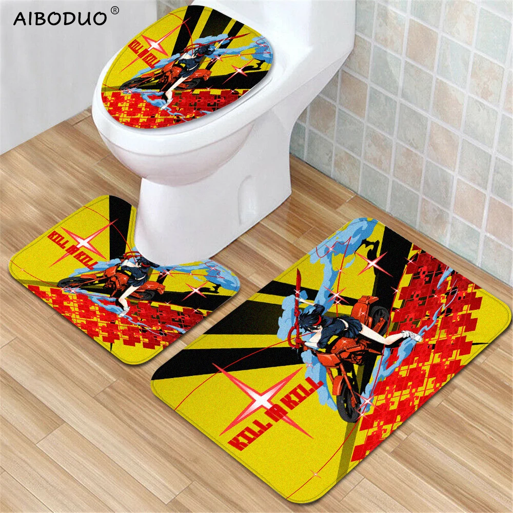 

3Pcs Toilet Mat Set KILL La KILL Entrance Door Mat Bath Mats Mat for Hallway Bathroom Products Carpet Floor Anti Slip Shower