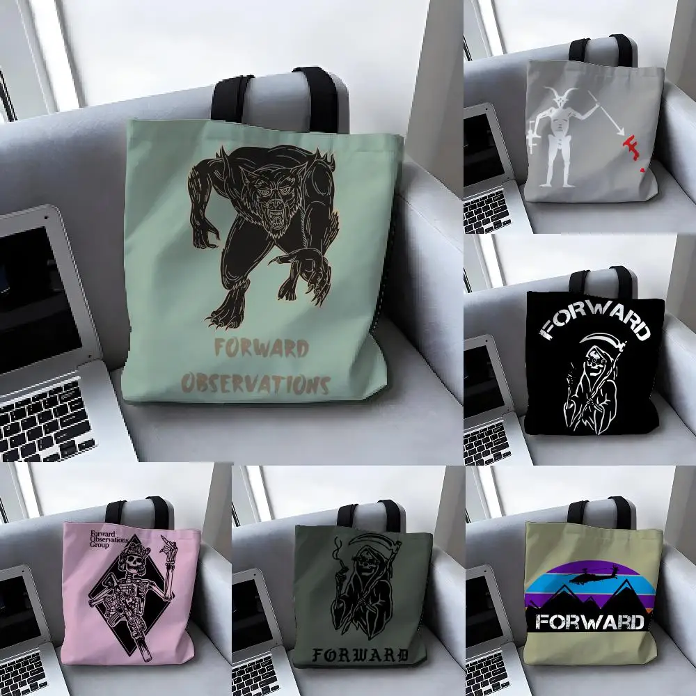 Cool soldier decorations F-Forward Observations Group Storage Bags Large Capacity Canvas Bag for Female Students Tote Mommy Bag
