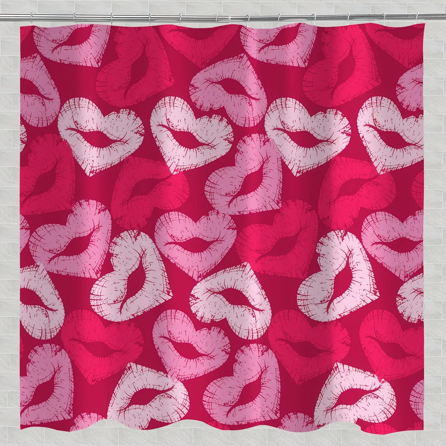 

1 шт. занавеска для душа с принтом розового сердца - полиэстеровый декор для ванной комнаты с крючками, романтический узор в виде сердца для приклеивания и приглашения