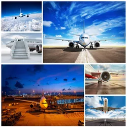 Airport Airplane Photo Background Computer Printed Photocall Backdrops for Children Baby Portrait Photoshoot Photography Props