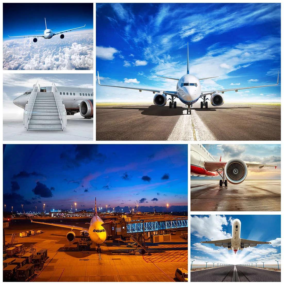 Airport Airplane Photo Background Computer Printed Photocall Backdrops for Children Baby Portrait Photoshoot Photography Props