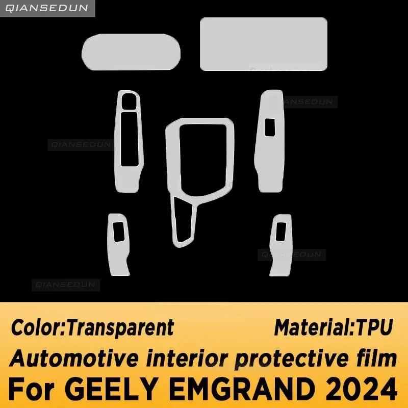 Automotive Interior Protective Film TPU Cover Anti-Scratch Sticker for GEELY EMGRAND 2024 Gearbox Panel Navigation Screen