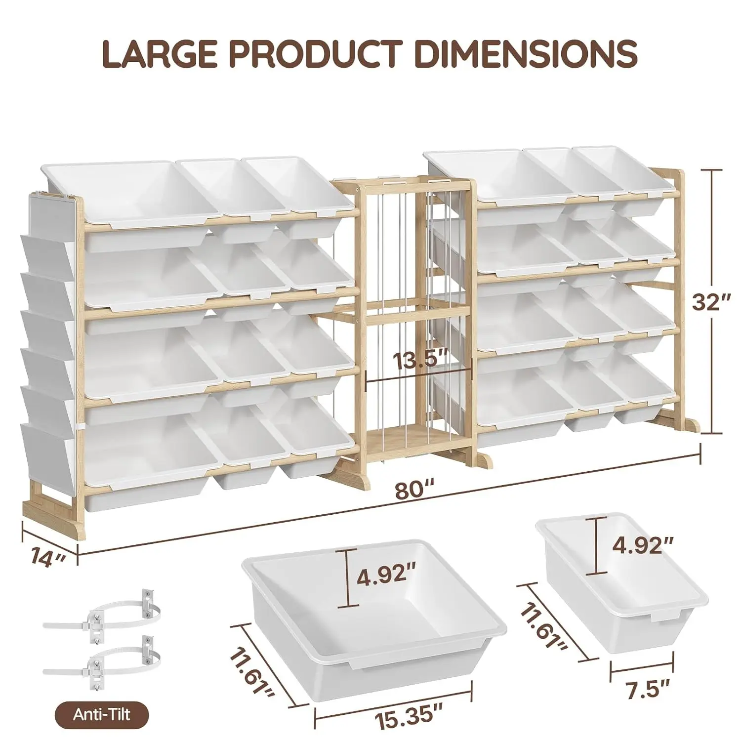 Large Toy Storage Organizer with 24 Bins, Stuffed Animal Storage, Kids Toy Organizers and Storage Shelves for Nursery Bedroom