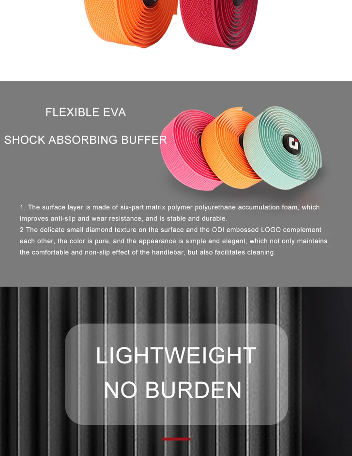 Odi Rennrad Bar Tape ultraleichte Fahrrad Lenker riemen hohe Zähigkeit pu/eva Diamant Textur Anti-Rutsch-Griff Gürtels tange Wrap – Detail 10