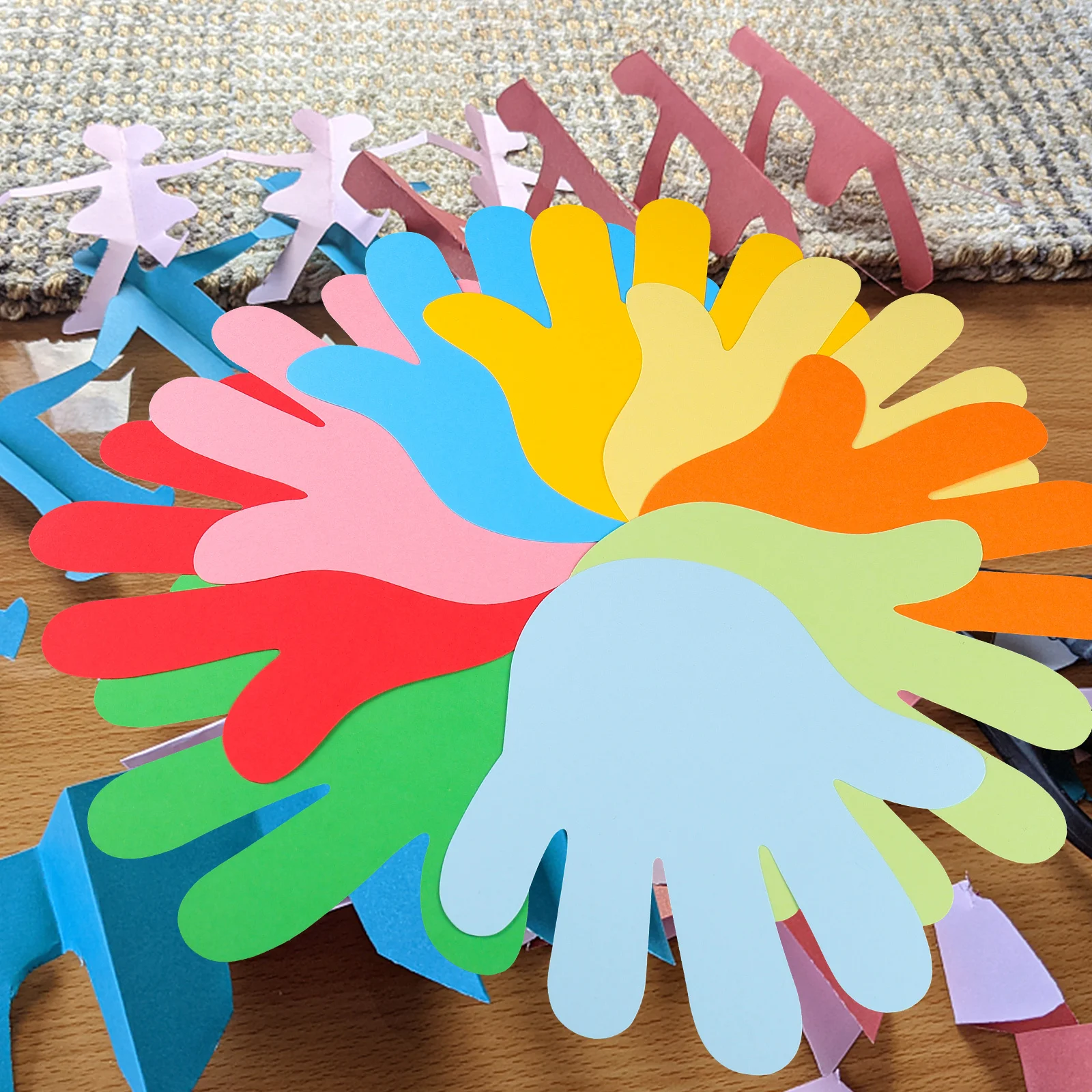 

72pcs Handprint Shape Paper Cutouts Creative Diy Kids Palm Cutouts Bright Color Classroom Wall Decor School Party Decoration