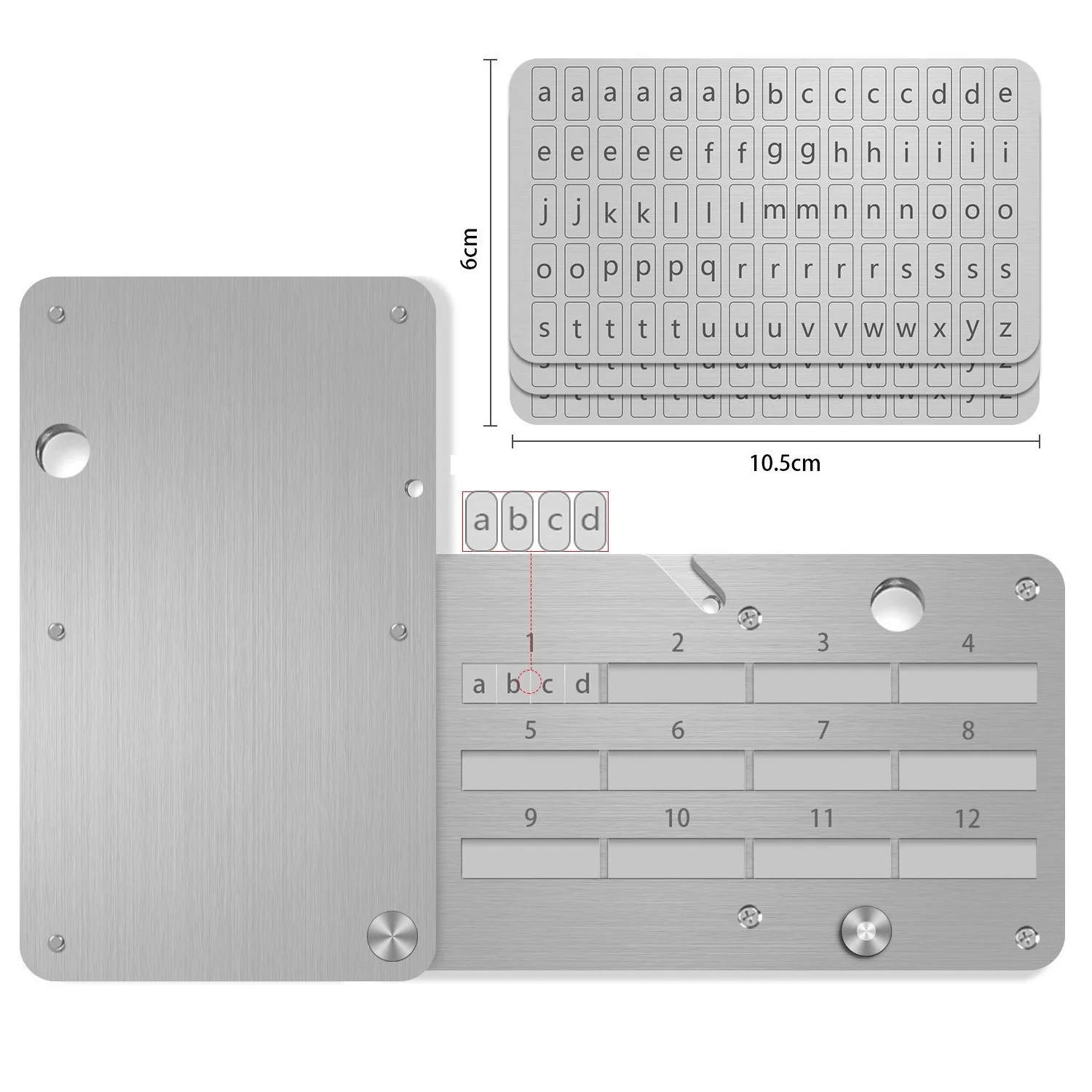 

Стальная пластина для хранения букв, устройство для записи паролей, бокс для холодного резервного копирования Bitcoin-ключей